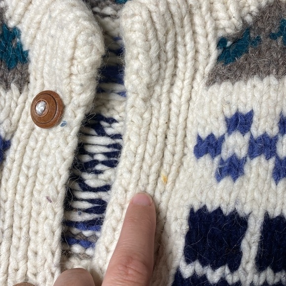 Sweaterman 100% Wool Ecuador Cardigan Sweater L/XL Hand Knit - Picture 8 of 9